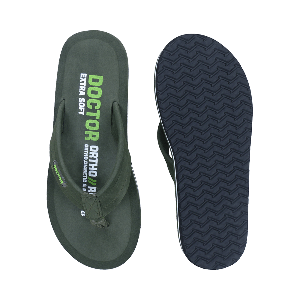 Doctor Extra Soft D32 Skid Resistant || Lightweight || Comfortable Footbed || Memory Foam Bounce Back Technology || Flip-Flop & Sliders for Men Olive 11 - Image 7
