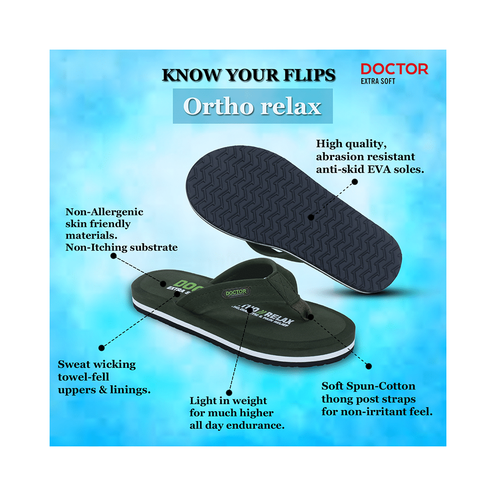 Doctor Extra Soft D32 Skid Resistant || Lightweight || Comfortable Footbed || Memory Foam Bounce Back Technology || Flip-Flop & Sliders for Men Olive 11 - Image 10