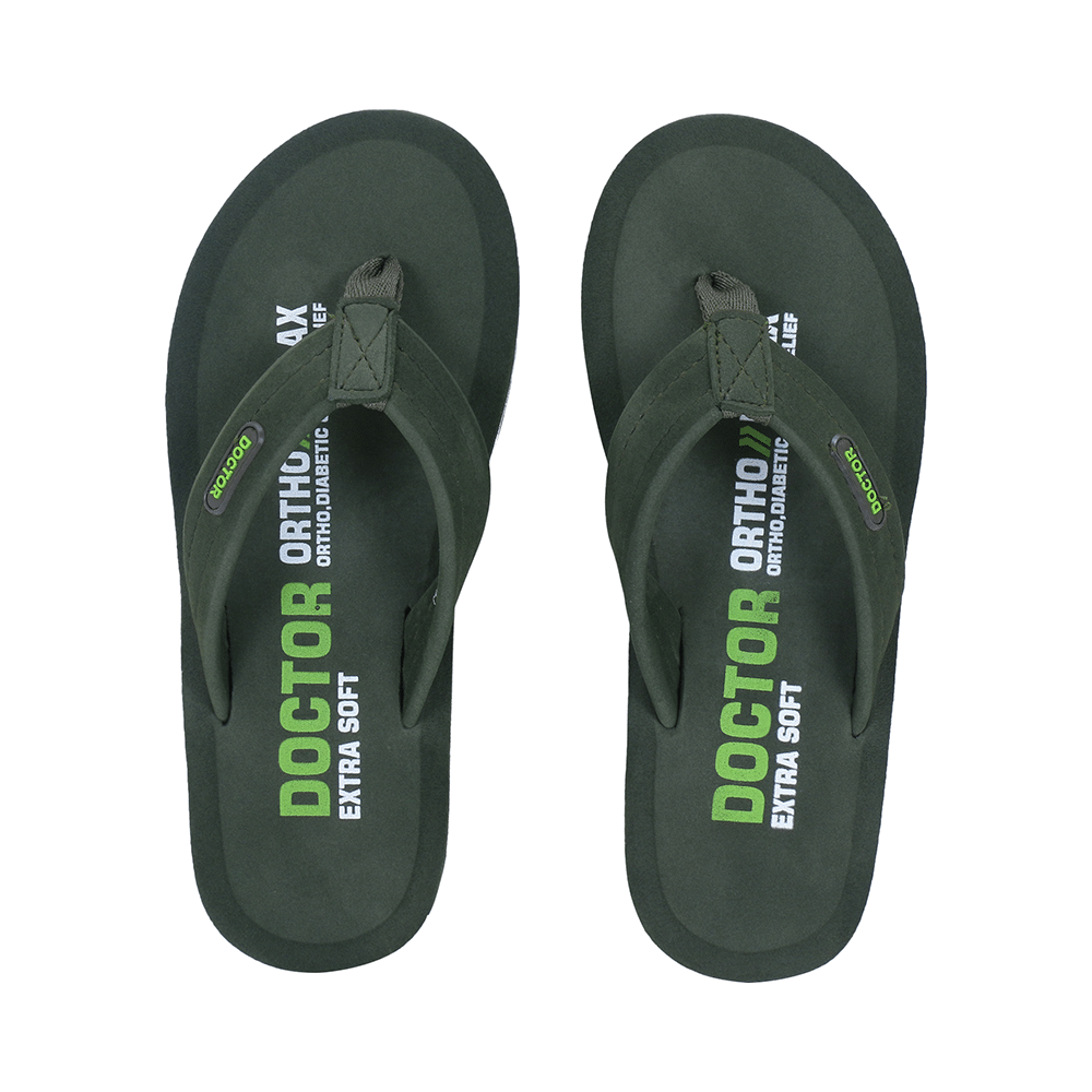 Doctor Extra Soft D32 Skid Resistant || Lightweight || Comfortable Footbed || Memory Foam Bounce Back Technology || Flip-Flop & Sliders for Men Olive 11 - Image 9