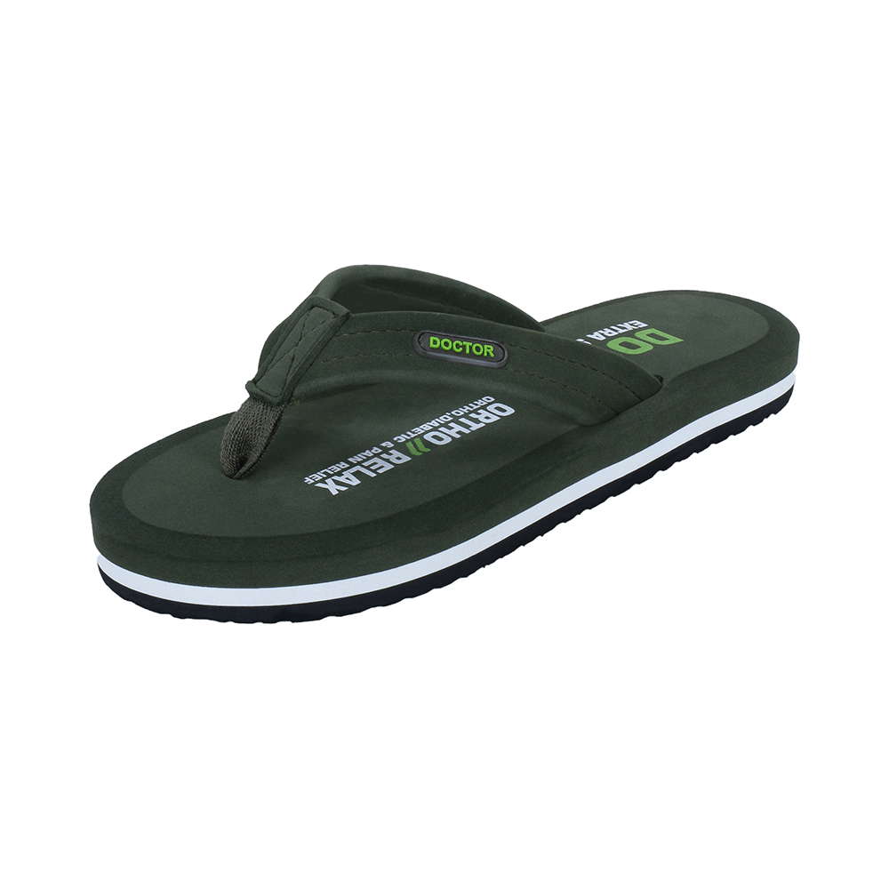 Doctor Extra Soft D32 Skid Resistant || Lightweight || Comfortable Footbed || Memory Foam Bounce Back Technology || Flip-Flop & Sliders for Men Olive 11 - Image 4