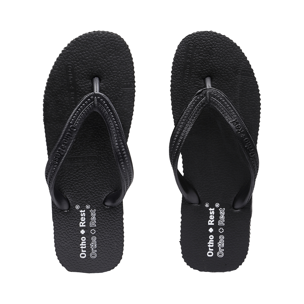 Ortho + Rest Unisex Hawaii Chappal Orthopedic Comfort, Bathroom Rubber Flip-Flops Black 8 - Image 2