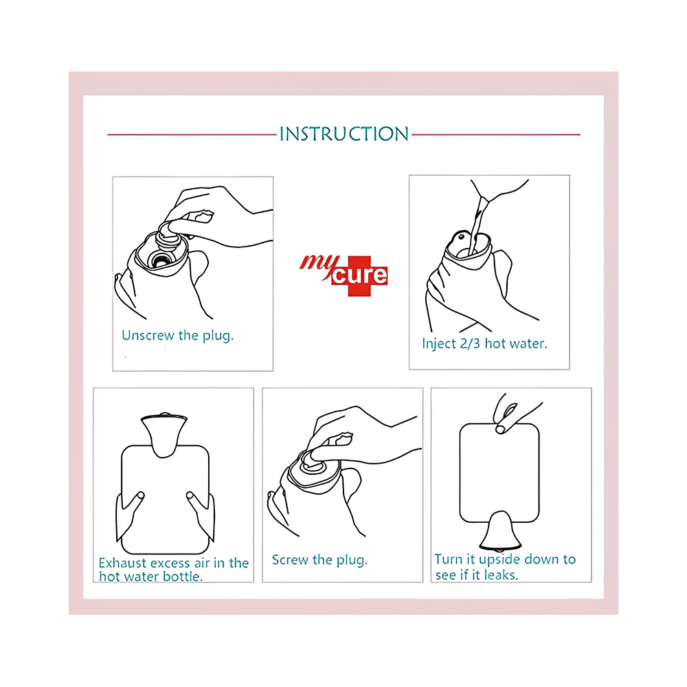 Mycure Rubber Hot Water Bag for Pain Relief & Massager Red - Image 2