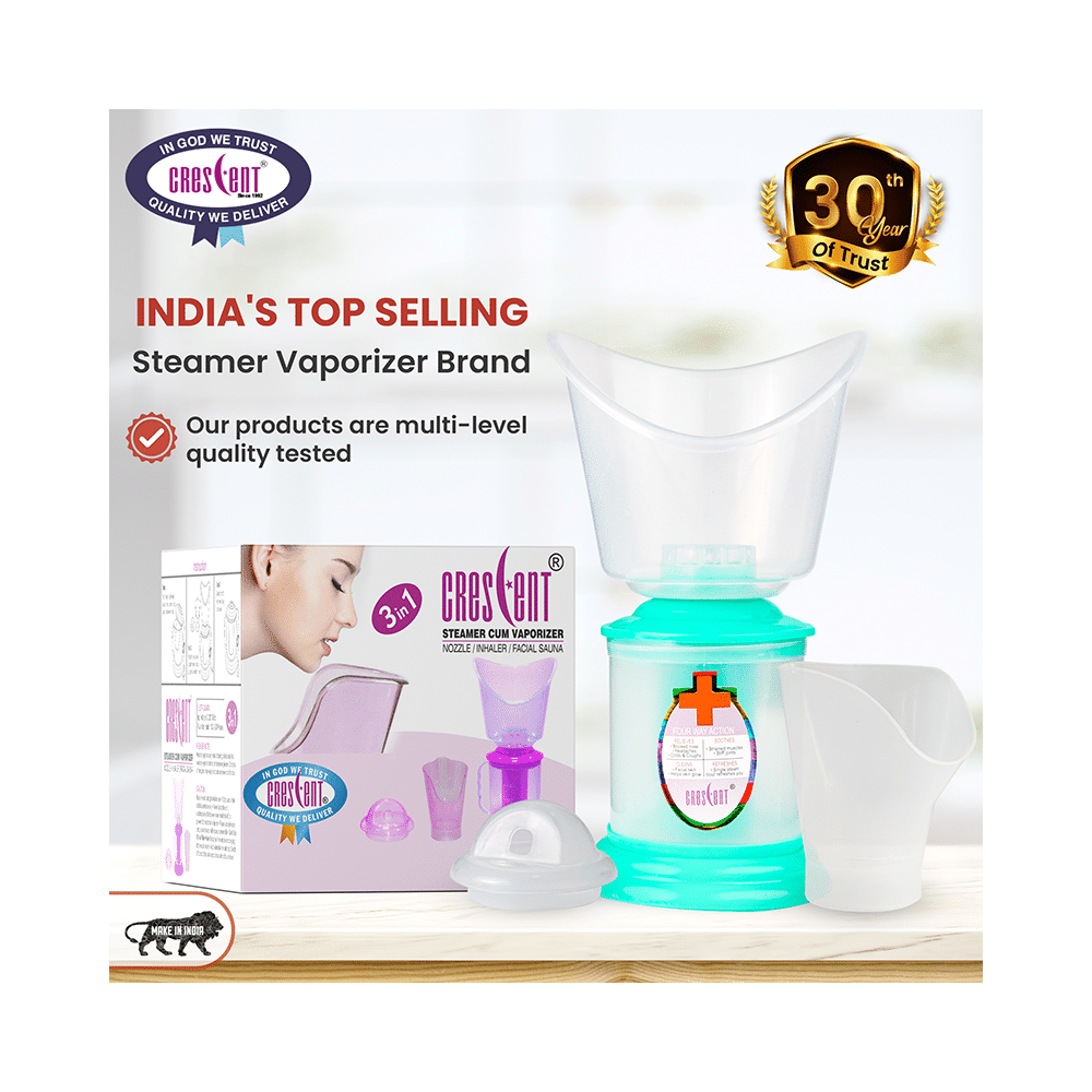 Crescent 3 IN 1 Facial Steamer with 3 attachment( Face, Nose and Inhalation ) Green - Image 3