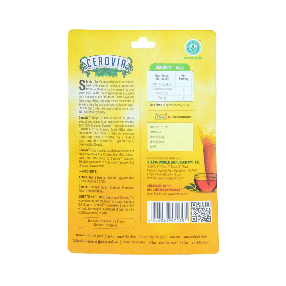 Stevia World Cerovia Natural Sugarless Sweetener | Diabetic Friendly Drop - Image 2