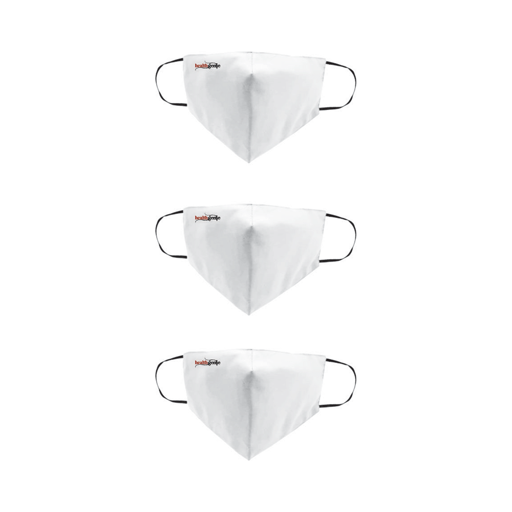 Healthgenie FM 101 Premium Quality Washable & Reusable Double Layered Cloth Face Mask White - Image 3