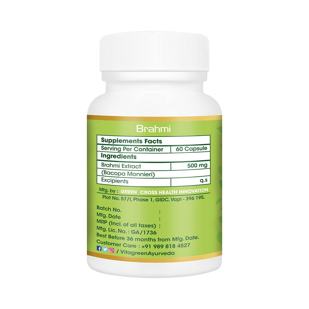 Vitagreen Brahmi 500mg Capsule - Image 2