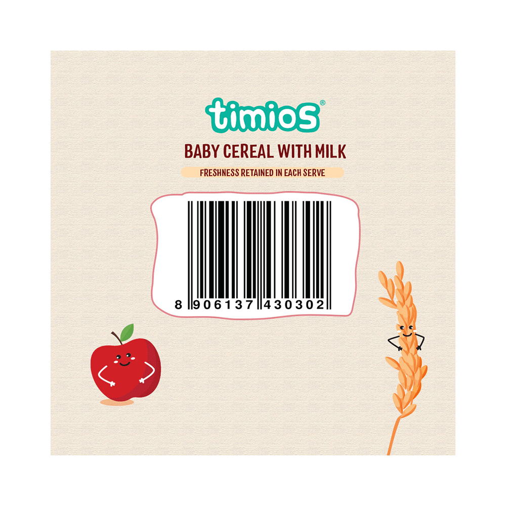 Timios Baby Cereal with Milk 6+ Month (25gm Each) Rice Apple - Image 9