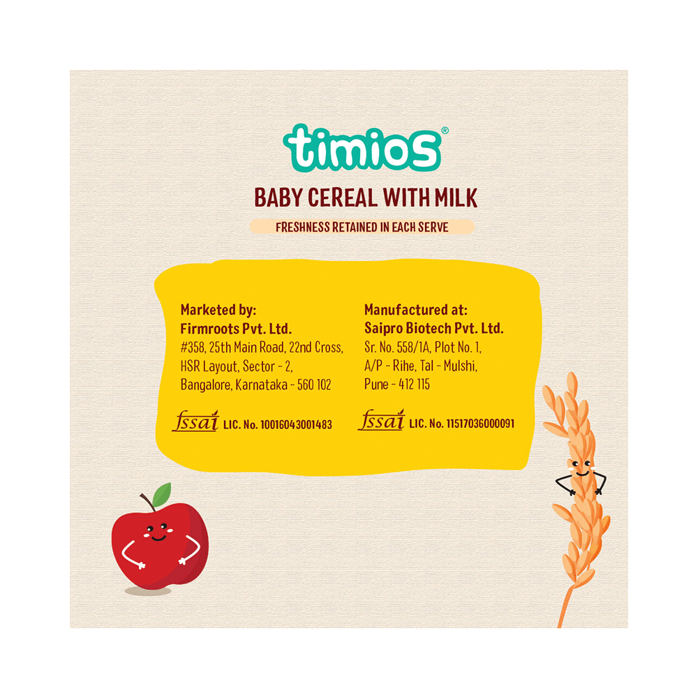 Timios Baby Cereal with Milk 6+ Month (25gm Each) Rice Apple - Image 8
