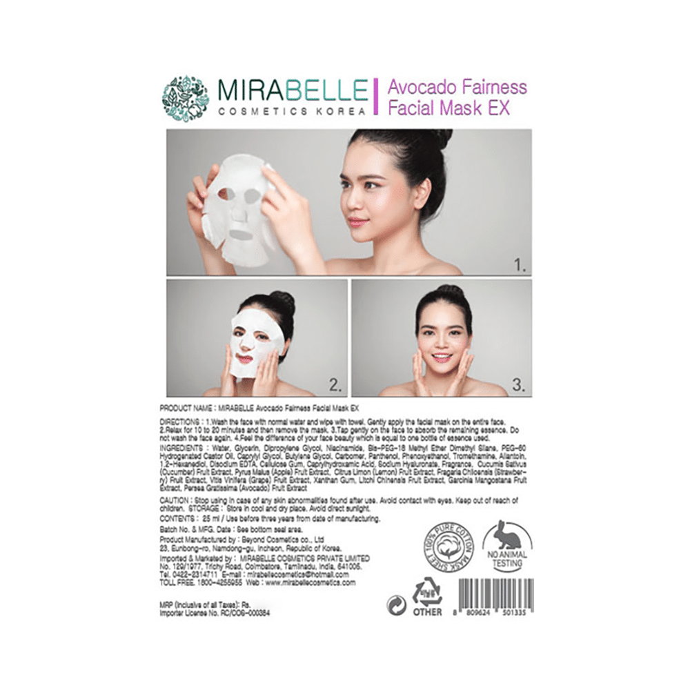 Mirabelle Cosmetics Korea Avocado Fairness Facial Mask Ex - Image 2