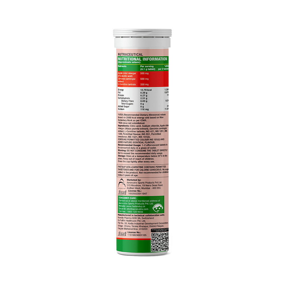 Fast&Up ACV + Carnitine Advance Fat Burner Effervescent Tablet Lemon - Image 2
