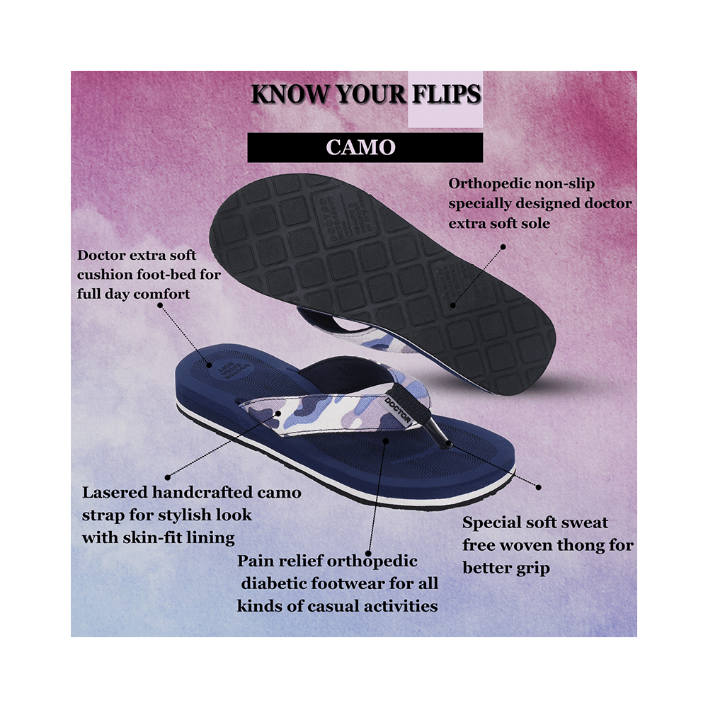Doctor Extra Soft D 56 House Slipper for Women's Camo Navy 8 - Image 10