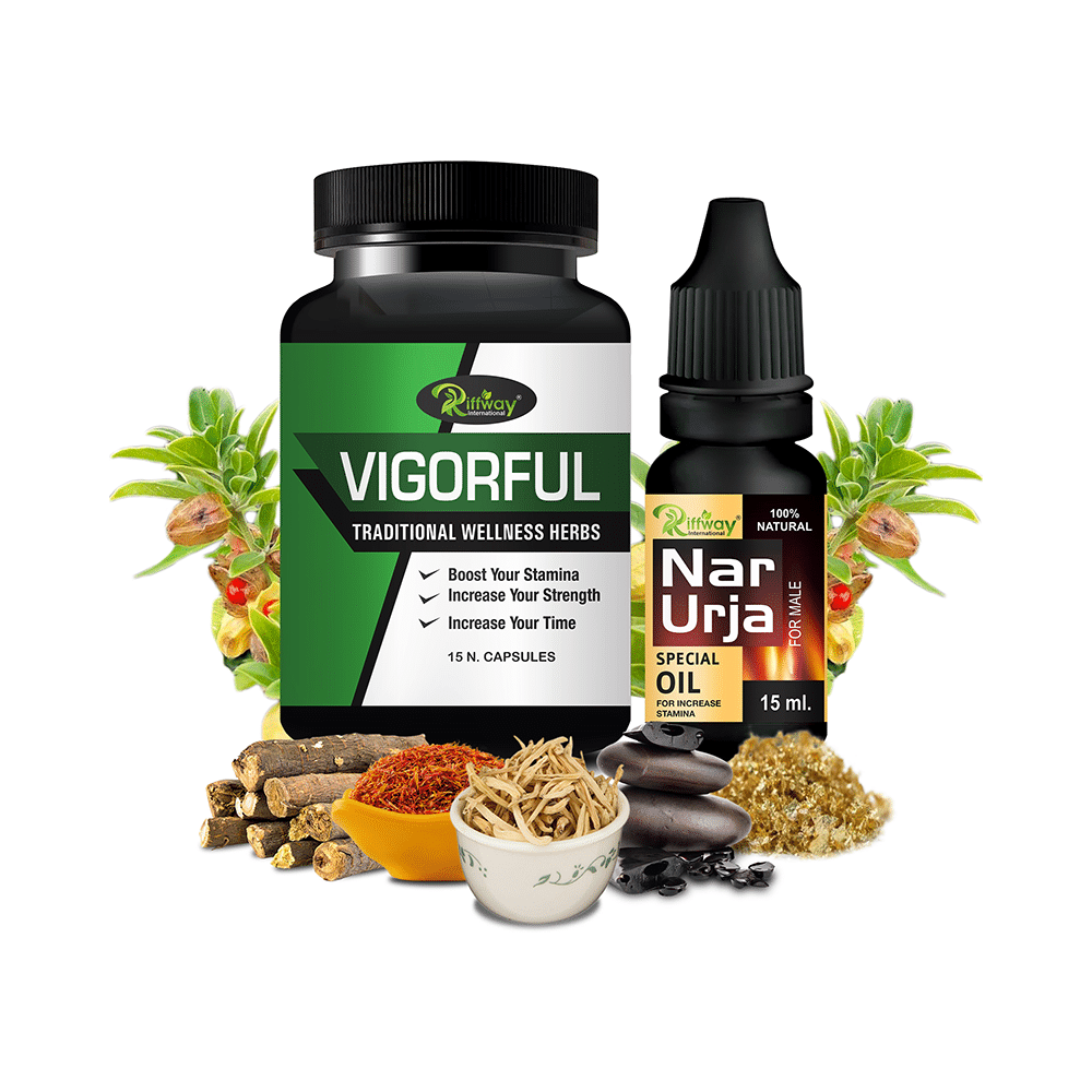 Riffway International Combo Pack of  Vigorful  15 Capsule &  Nar Urja Special Oil  For Male 15ml - Image 1