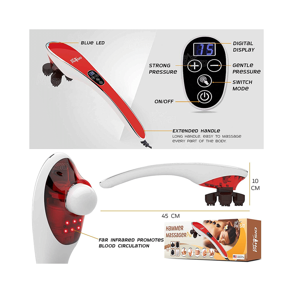 Dr Physio Hammer Pro Electric Powerful Body Massagers with Vibration Red - Image 5