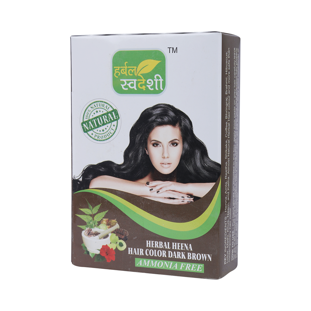 Herbal Swadeshi Herbal Heena Hair Color Ammonia Free Dark Brown - Image 1