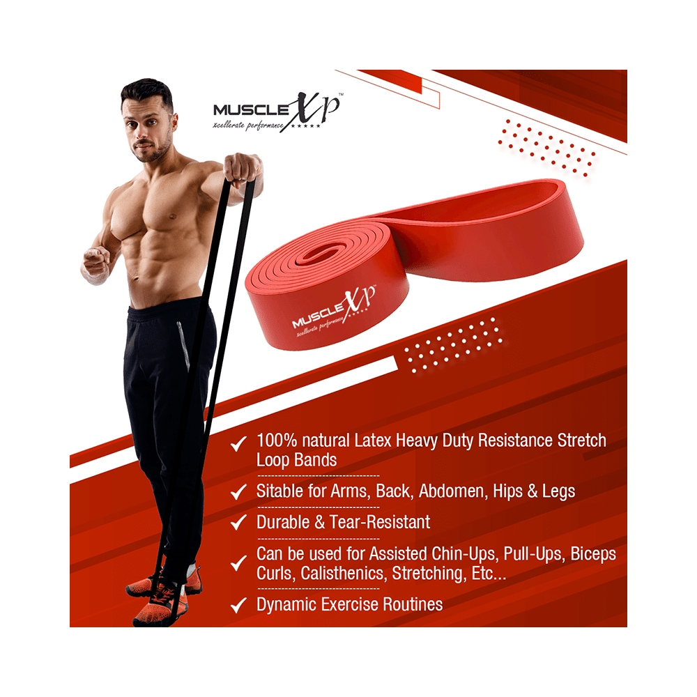 MuscleXP DrFitness+Resistance Heavy Duty Stretch Loop Band Red - Image 3