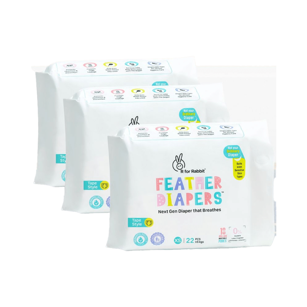 R for Rabbit Feather Tape Style Diapers XS (22 Each)