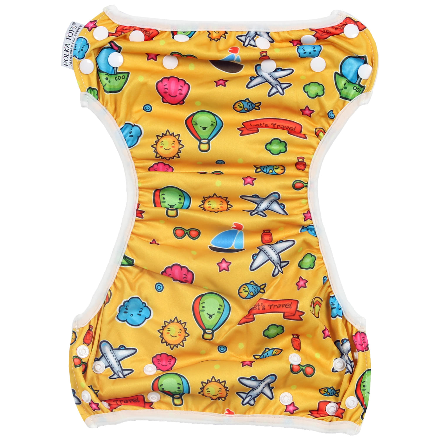 Polka Tots Medium Size Reusable Soft Swim Cloth Diaper for 12 to 24 Month Baby Travel Design - Image 2