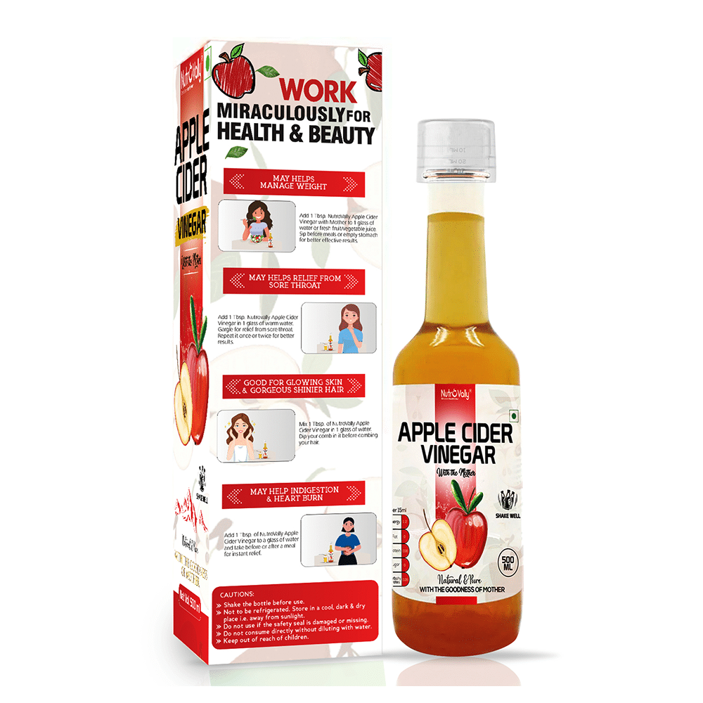 Nutrovally Apple Cider Vinegar for Weight Loss with Strand of Mother Unfiltered And Undiluted Vinegar (500ml Each) - Image 2