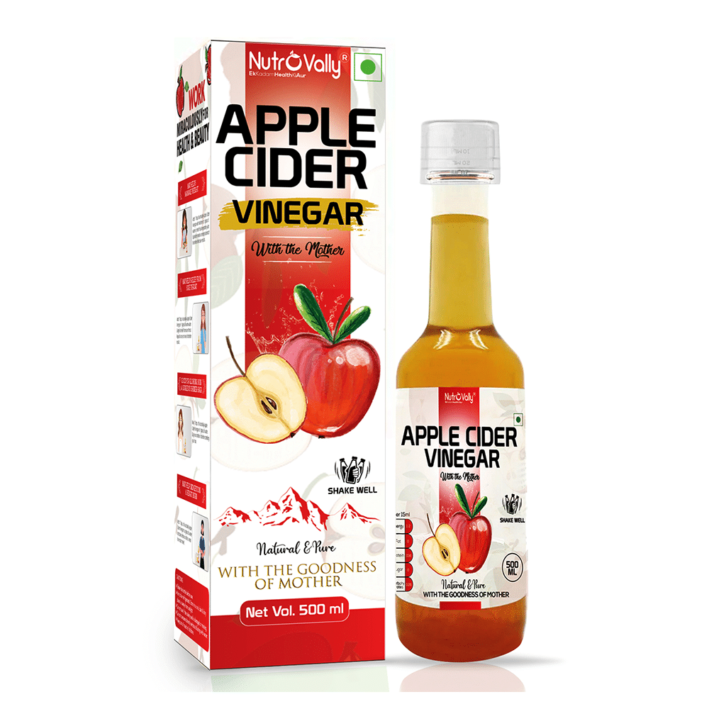 Nutrovally Apple Cider Vinegar for Weight Loss with Strand of Mother Unfiltered And Undiluted Vinegar (500ml Each)