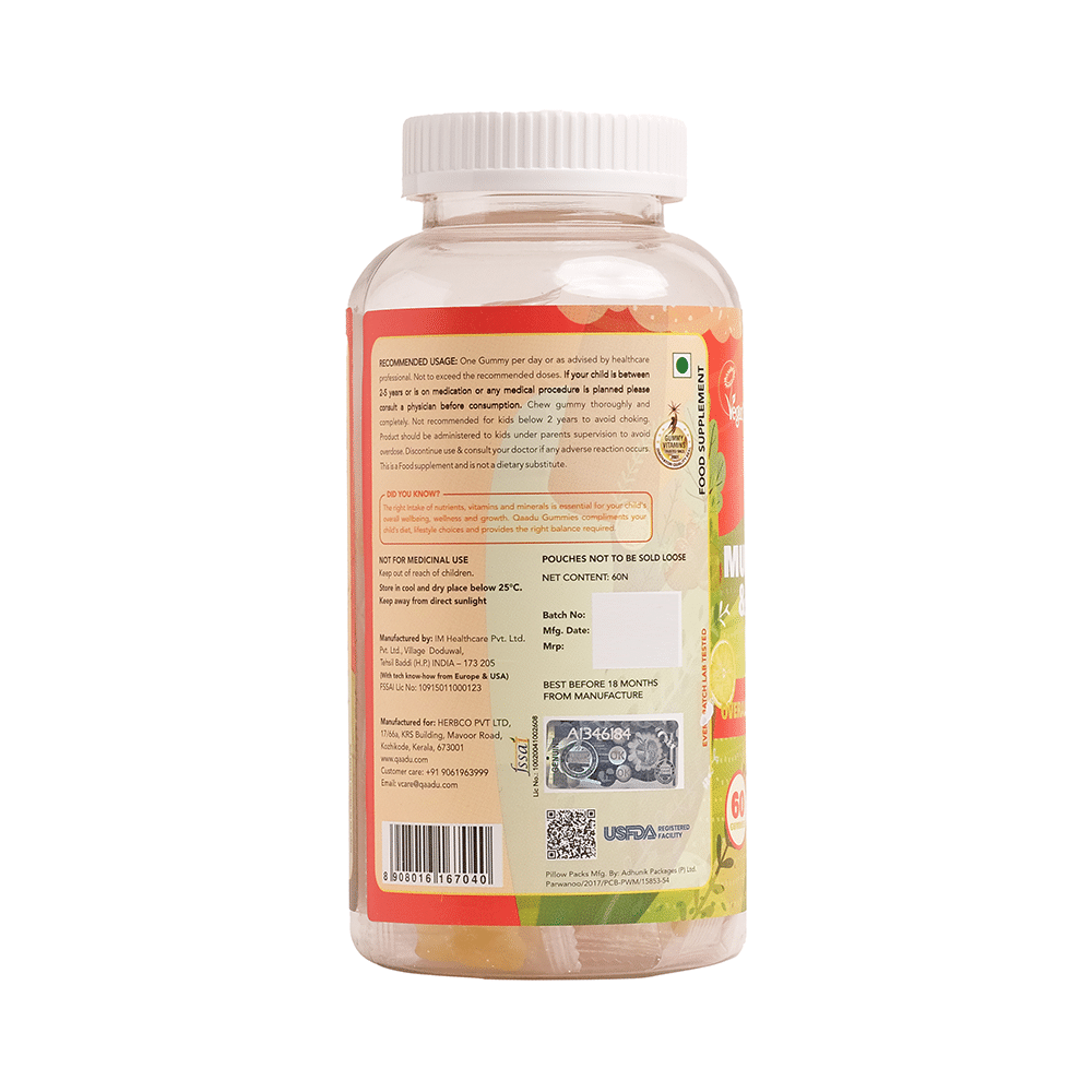 Qaadu Kids Multivitamin & Mineral Gummies Lemon & Strawberry - Image 4