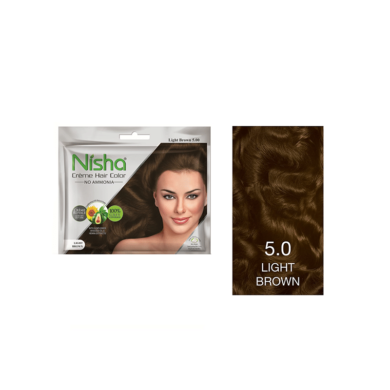 Nisha Creme Hair Color Light Brown - Image 2