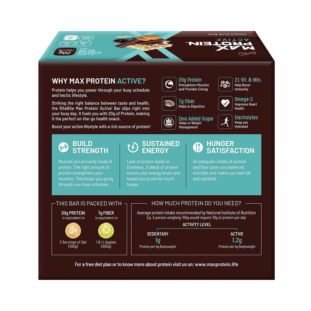 RiteBite Max Protein Active 20g Protein Bar Choco Slim - Image 2
