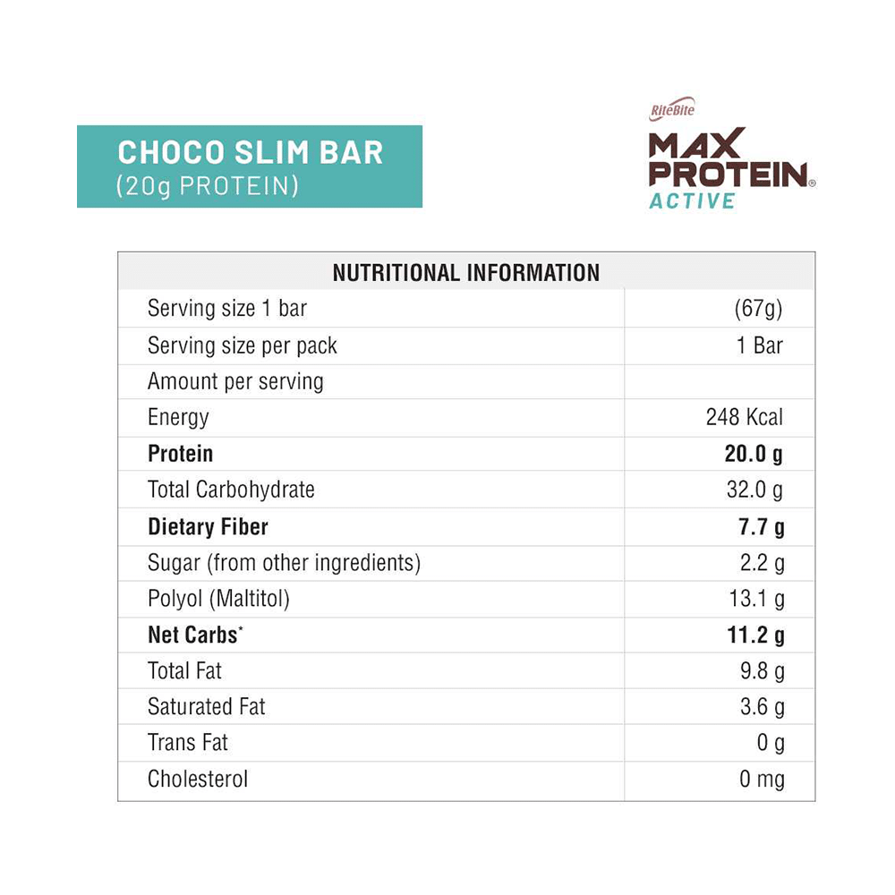 RiteBite Max Protein Active 20g Protein Bar Choco Slim - Image 6
