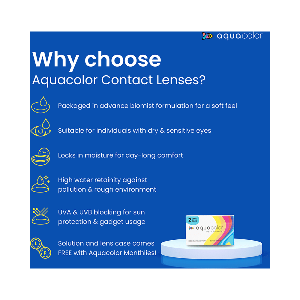 Aquacolor Monthly Disposable Zero Power Contact Lens with UV Protection Violet - Image 3