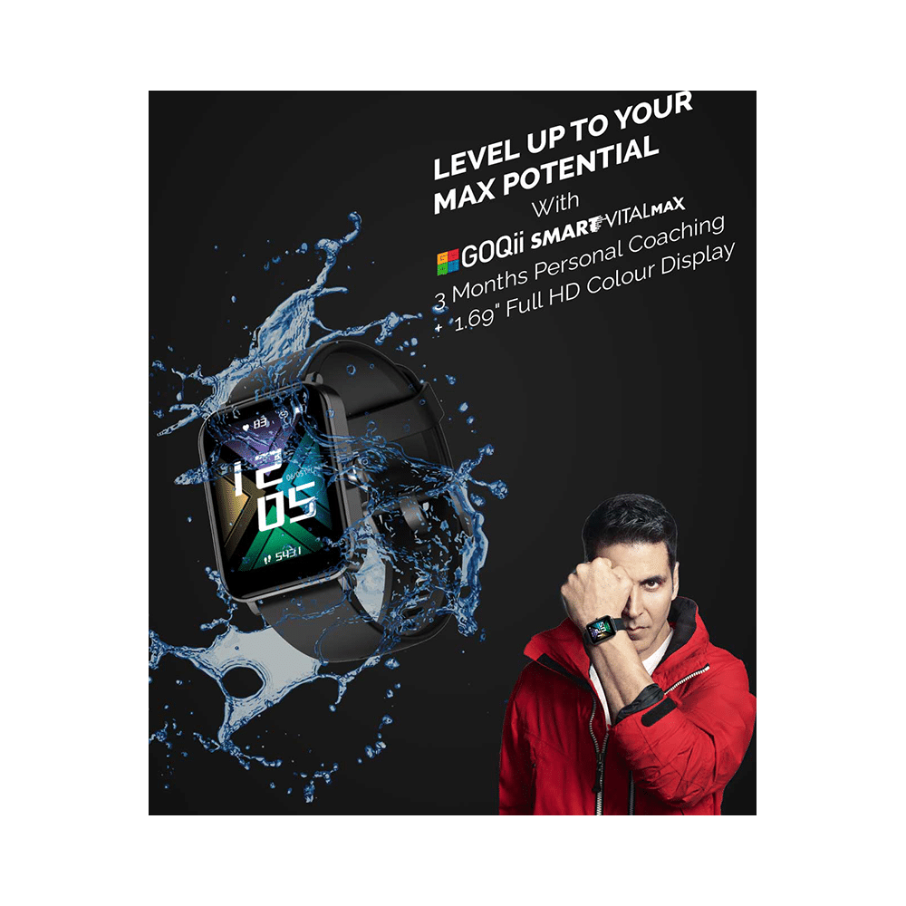 GOQii IP68 Vital MAX SpO2 1.69 HD Full Touch Smart Watch with 3 Months Health & Personal Coaching - Image 6