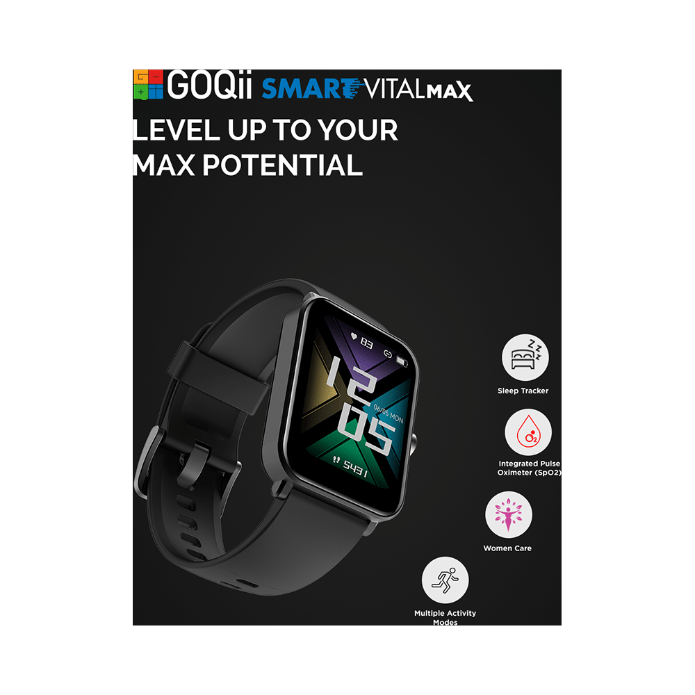 GOQii IP68 Vital MAX SpO2 1.69 HD Full Touch Smart Watch with 3 Months Health & Personal Coaching - Image 3