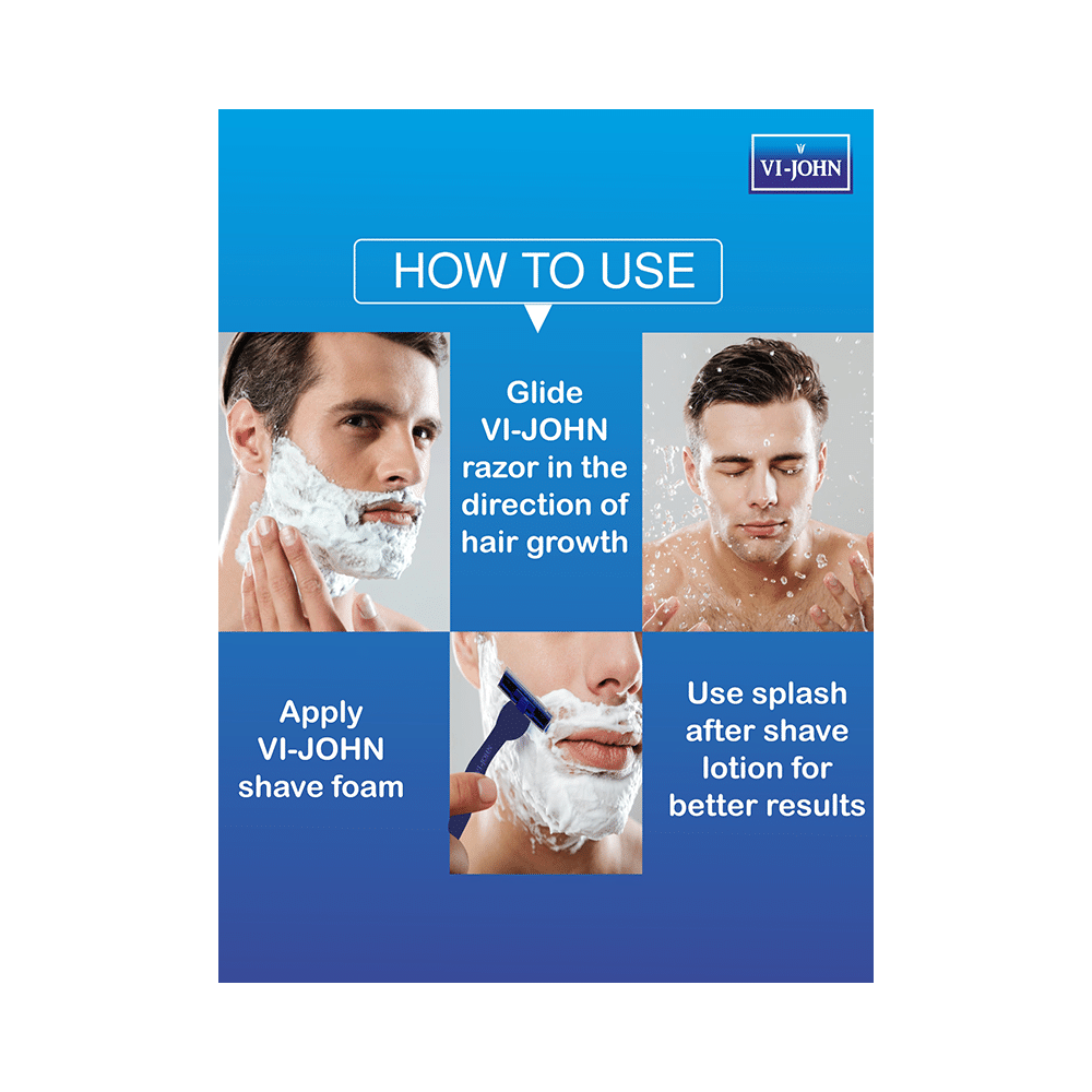 Vi-John Combo Pack of Classic Regular Skin Shaving Foam 200gm & Platinum Coated 5 Twin Blade Disposable Razors - Image 5