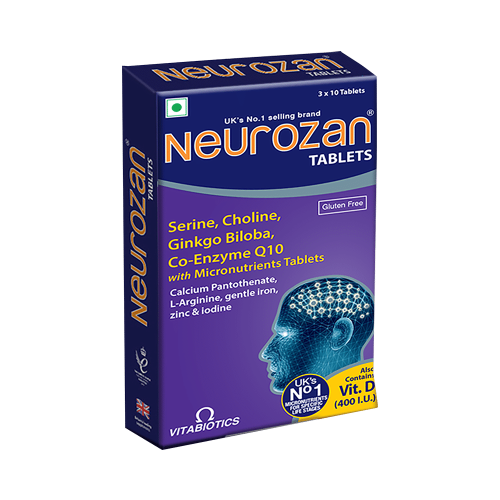 Neurozan Tablet with Serine, Choline, Gingko Biloba & Coenzyme Q10 | Gluten Free - Image 1