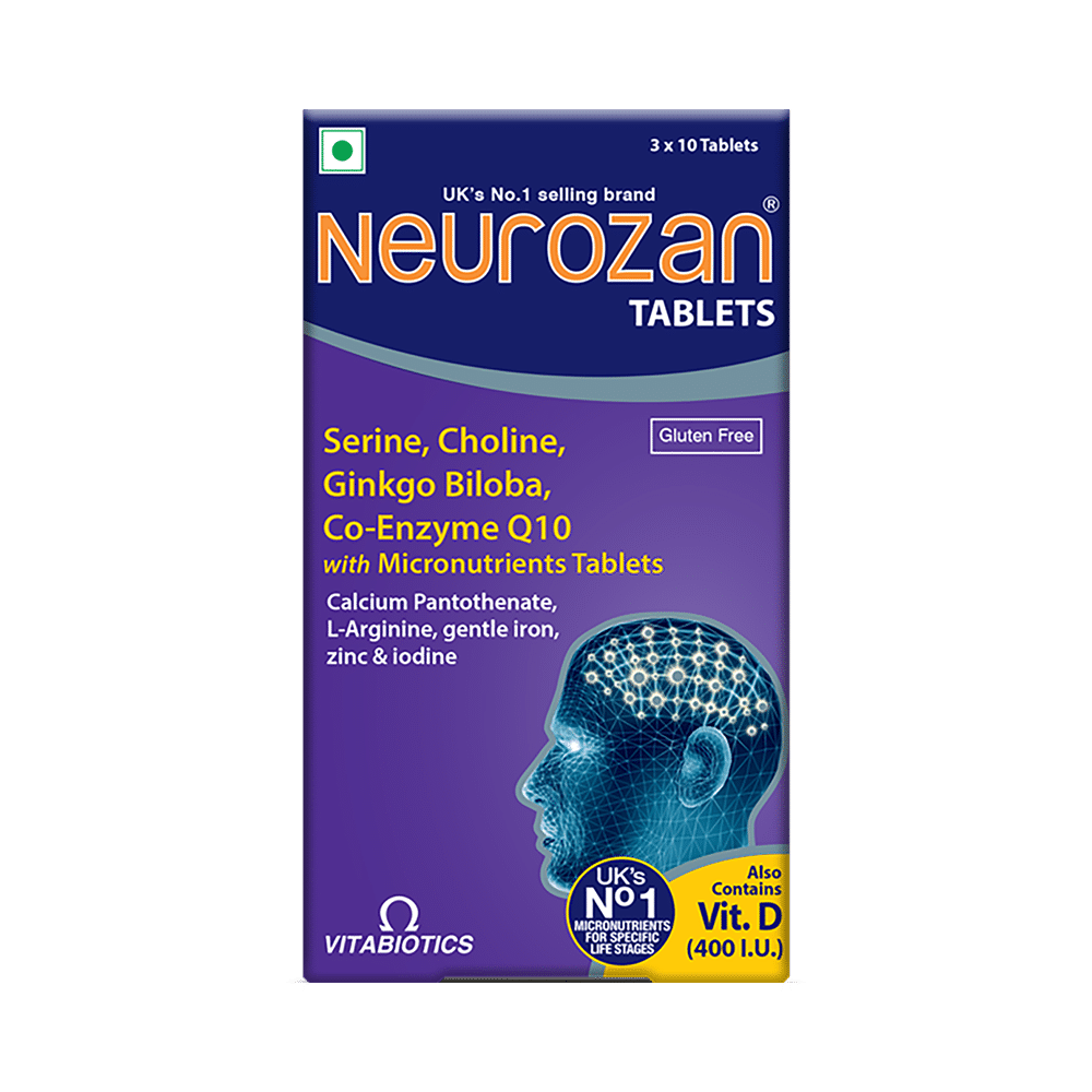 Neurozan Tablet with Serine, Choline, Gingko Biloba & Coenzyme Q10 | Gluten Free - Image 2