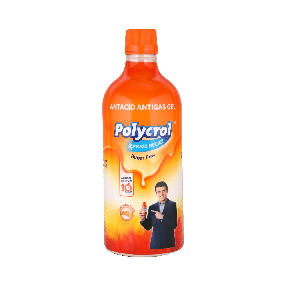 Polycrol Xpress Relief Sugar-Free Antacid Antigas Gel | Flavour Tasty Orange - Image 1