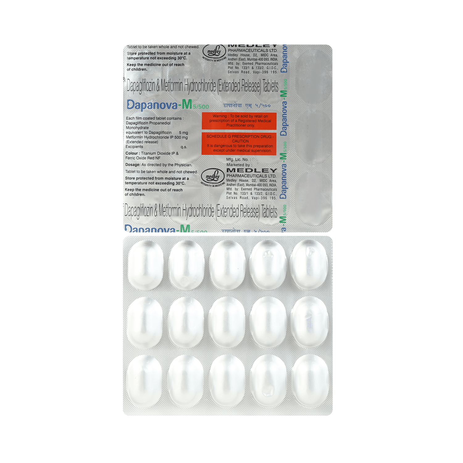 Dapanova M 5mg/500mg Tablet