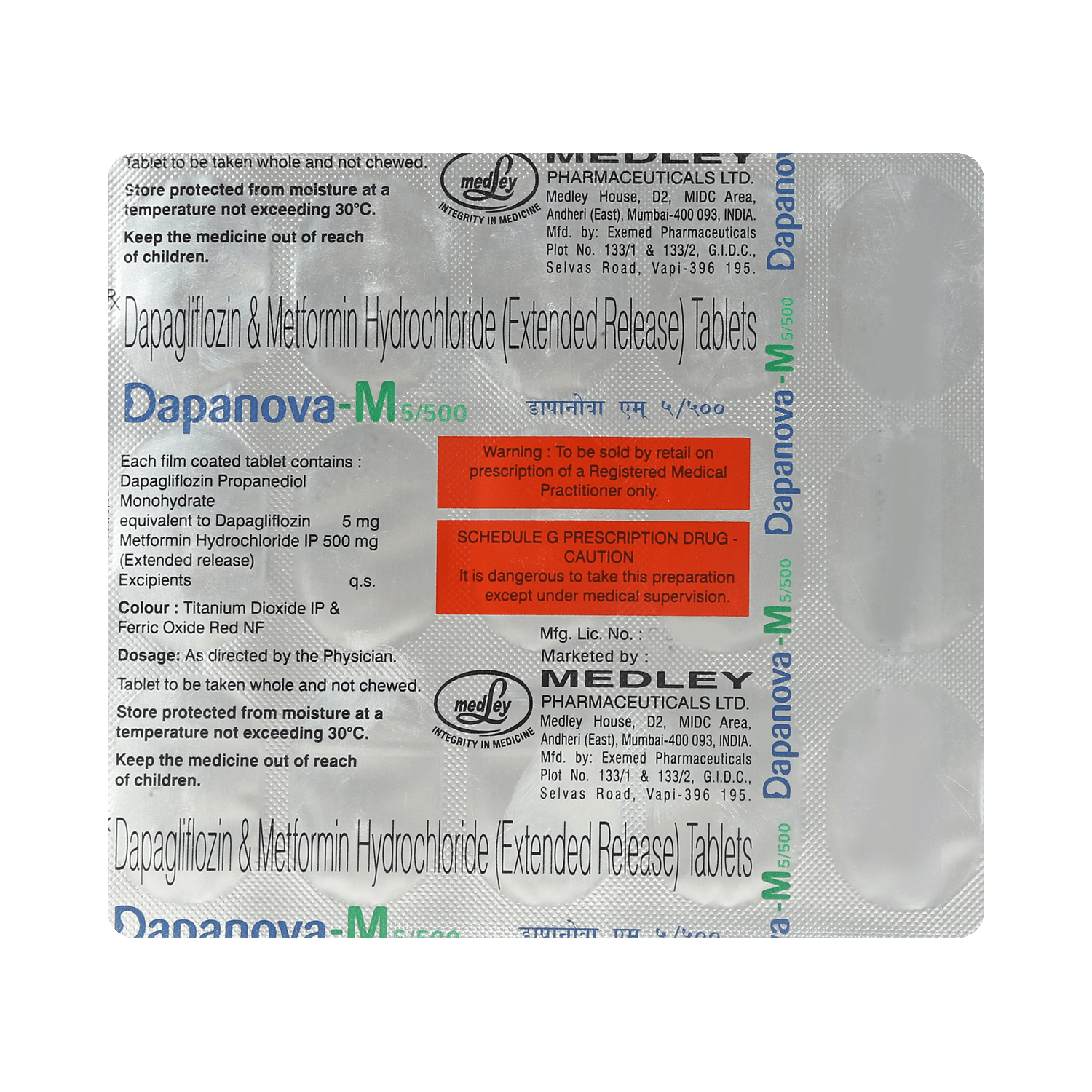 Dapanova M 5mg/500mg Tablet - Image 3