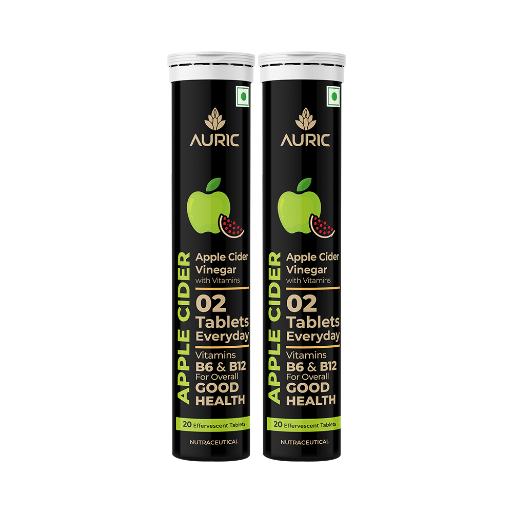 Auric Apple Cider Vinegar Effervescent Tablet with Vitamins B6, B12 (20 Each) - Image 1