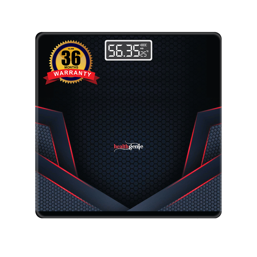Healthgenie Digital Weight Machine Thick Tempered Glass LCD Display Multicolor Sporty Red