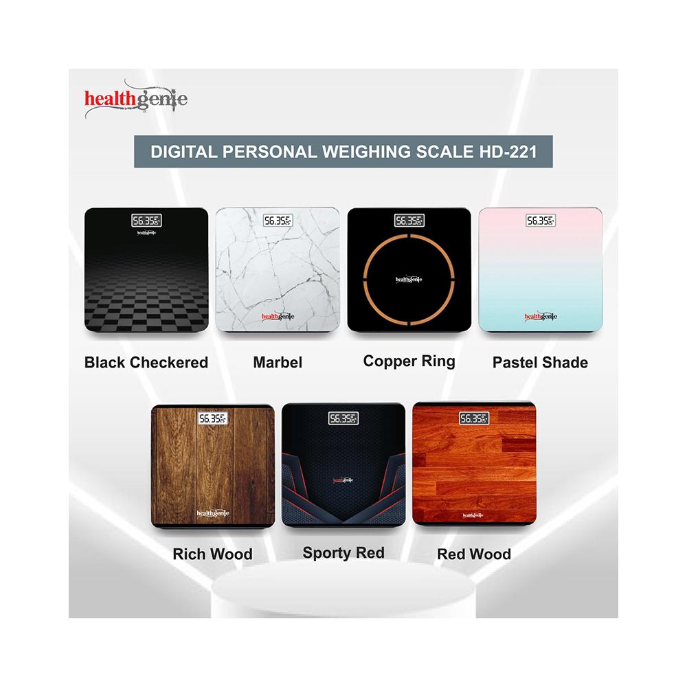 Healthgenie Digital Weight Machine Thick Tempered Glass LCD Display Multicolor Sporty Red - Image 2