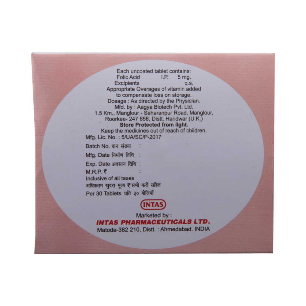 Folitas Folic Acid 5mg Tablet - Image 3