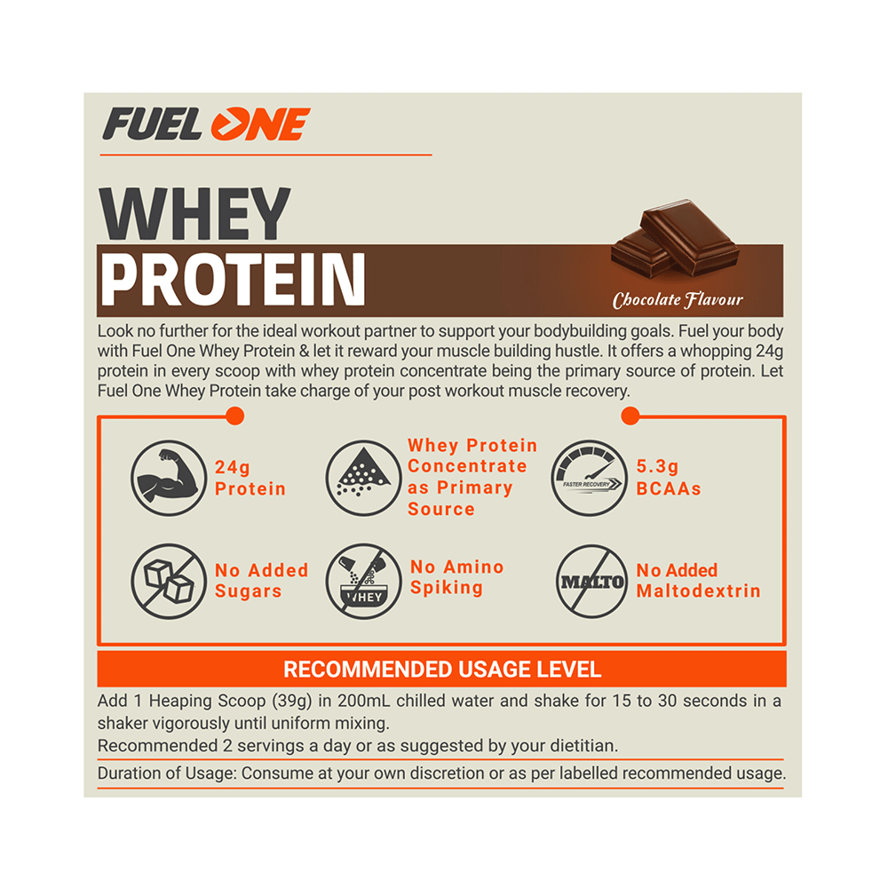 MuscleBlaze Fuel One | With Whey Protein, 5.29 BCAA, 4.2g Glutamic Acid | Powder For Performance | Flavour Chocolate - Image 5