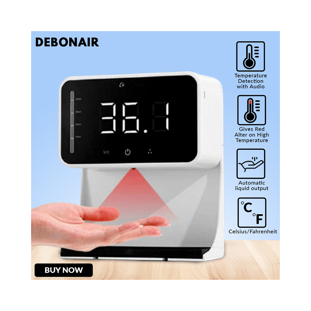 Debonair Intelligent Sanitizer Dispenser & Infra Red Thermometer with Audio Function White - Image 5