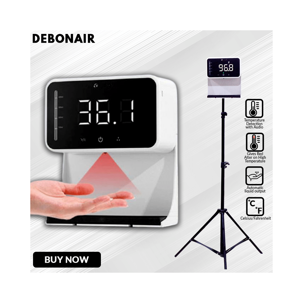 Debonair Intelligent Sanitizer Dispenser & Infra Red Thermometer with Audio Function White - Image 2