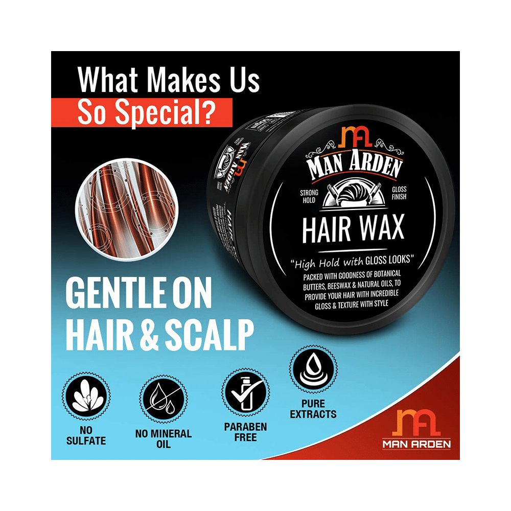 Man Arden Hair Wax High Hold with Gloss Looks - Image 4