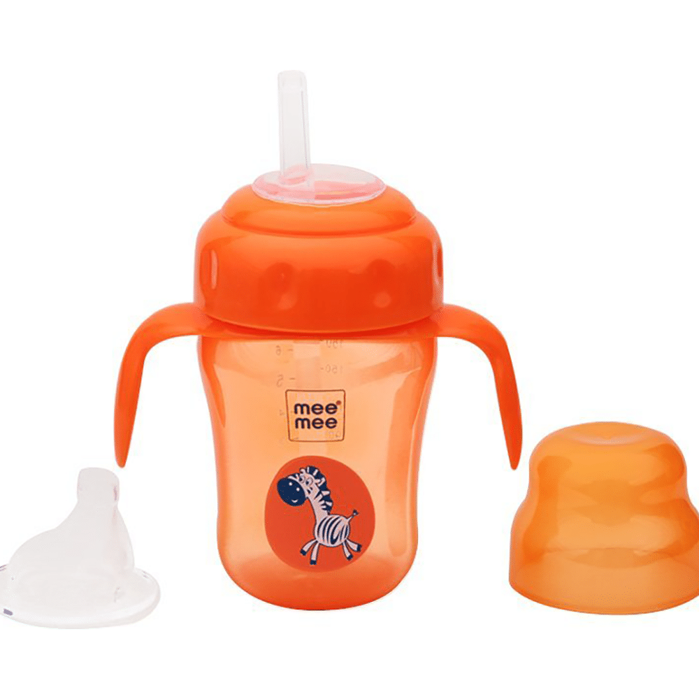 Mee Mee 2 in 1 Spout and Straw Sipper Cup Orange - Image 2