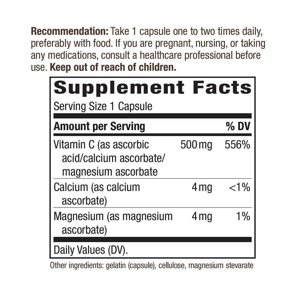 Nature's Way Vitamin C-500 Ascorbate Buffered Capsule - Image 4