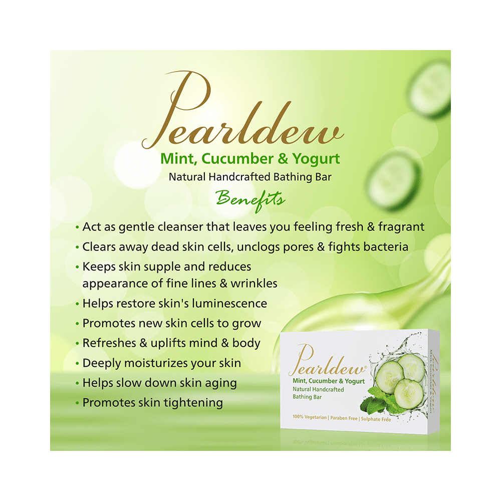 Pearldew Mint, Cucumber & Yogurt Natural Handcrafted Bathing Bar (75gm Each) - Image 7