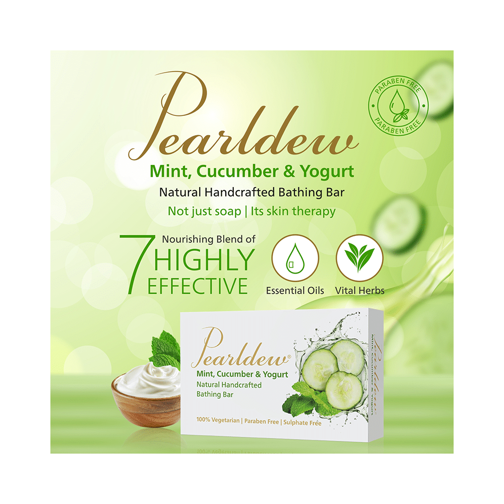 Pearldew Mint, Cucumber & Yogurt Natural Handcrafted Bathing Bar (75gm Each) - Image 4