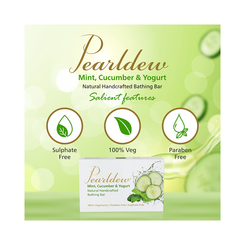 Pearldew Mint, Cucumber & Yogurt Natural Handcrafted Bathing Bar (75gm Each) - Image 8