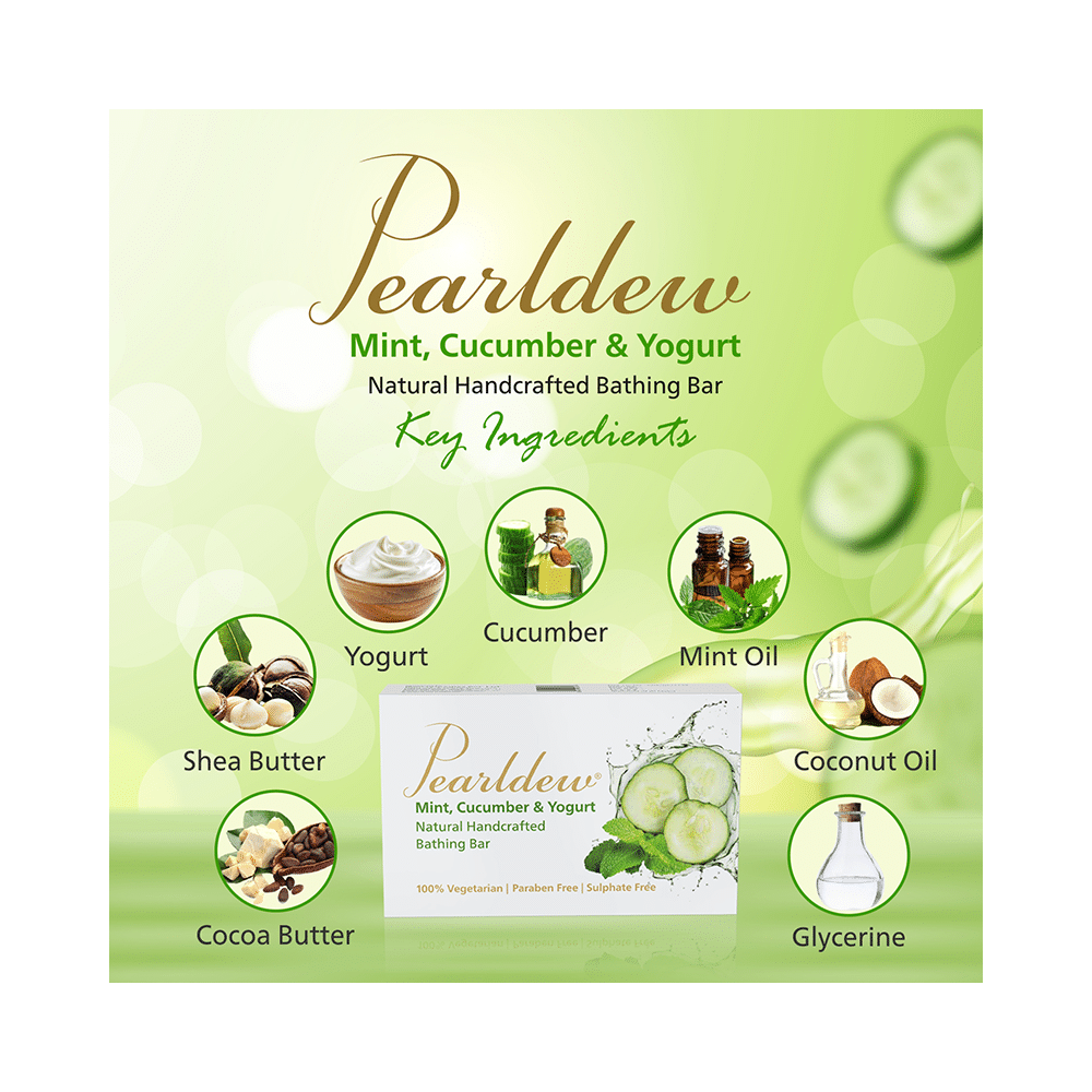 Pearldew Mint, Cucumber & Yogurt Natural Handcrafted Bathing Bar (75gm Each) - Image 5